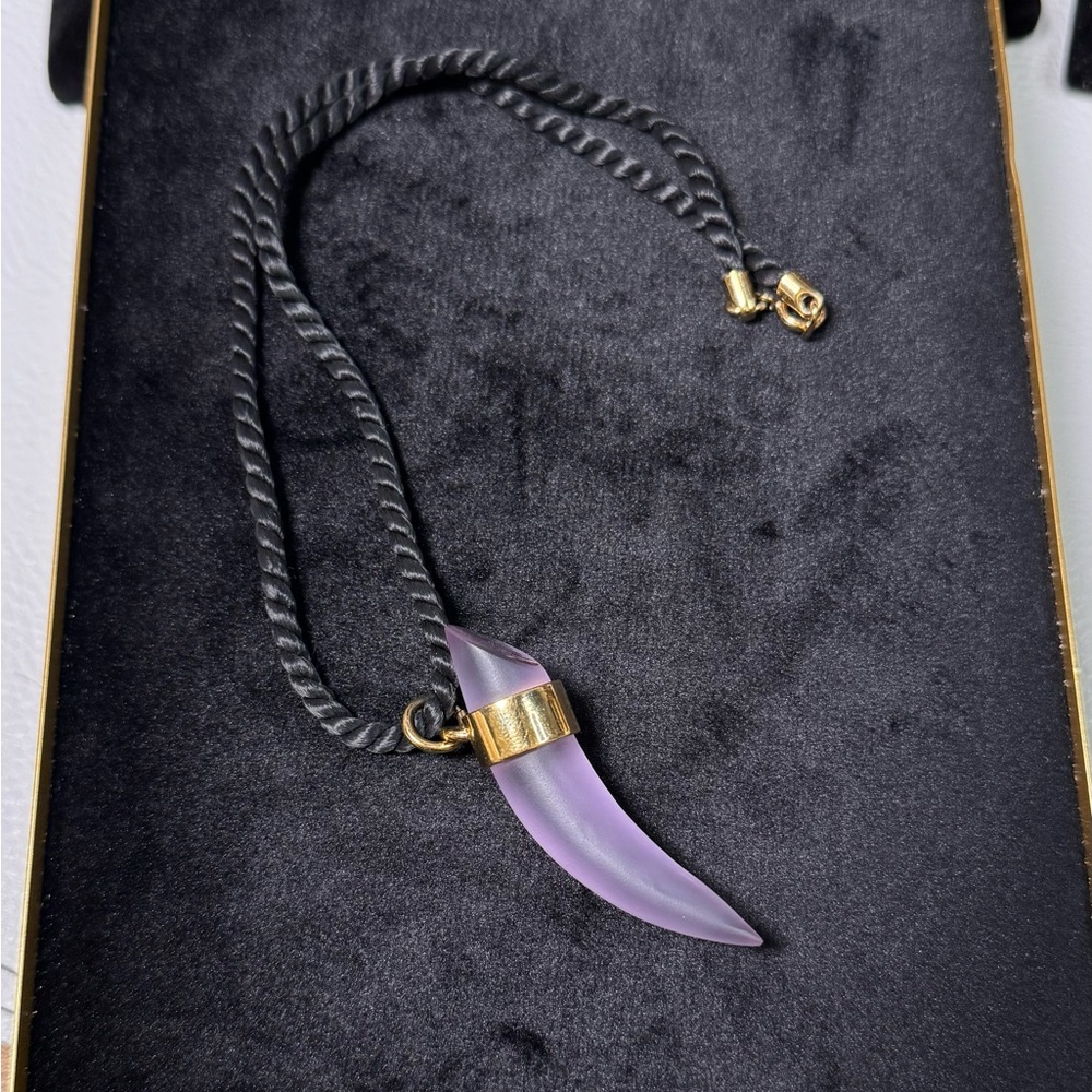 Nancy Daum Frosted Lavender Glass Crystal Tusk Tooth Necklace
